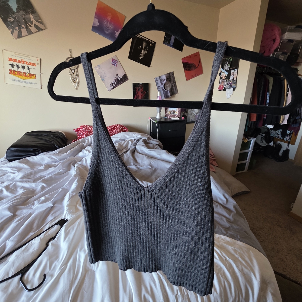 American Eagle Outfitters Charcoal Ribbed Camisole